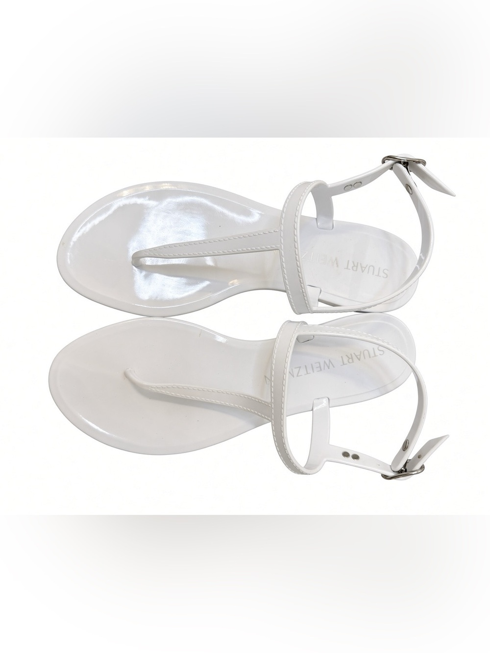 Stuart Weitzman women’s White Patent Thong Size 8 classic